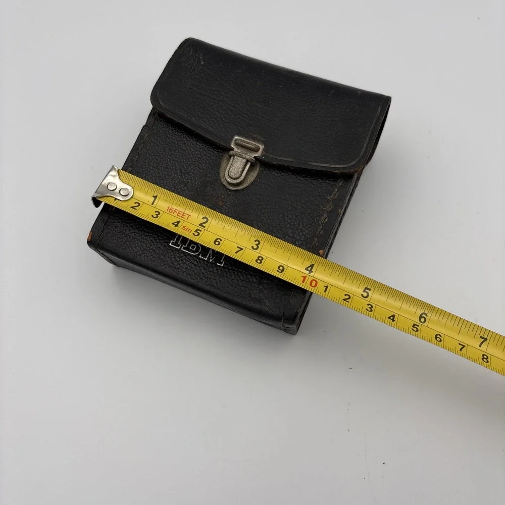 RARE Vintage IBM Tucky Swiss Made Black Leather Hard Case Field Belt Pouch